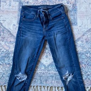 American Eagle, Size 4, Jegging Crop, distressed, dark wash